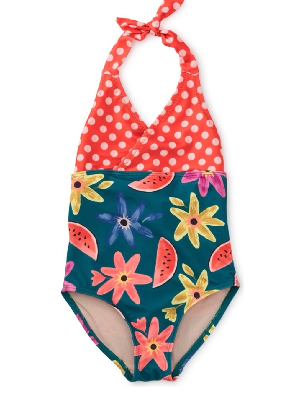 Tea Collection Watermelon Floral Halter One Piece Swimsuit Girls Size 6